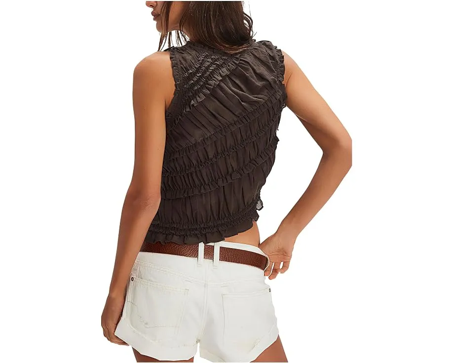 Free People Топ Pink Sands Smocked со сборками и асимметричным подолом