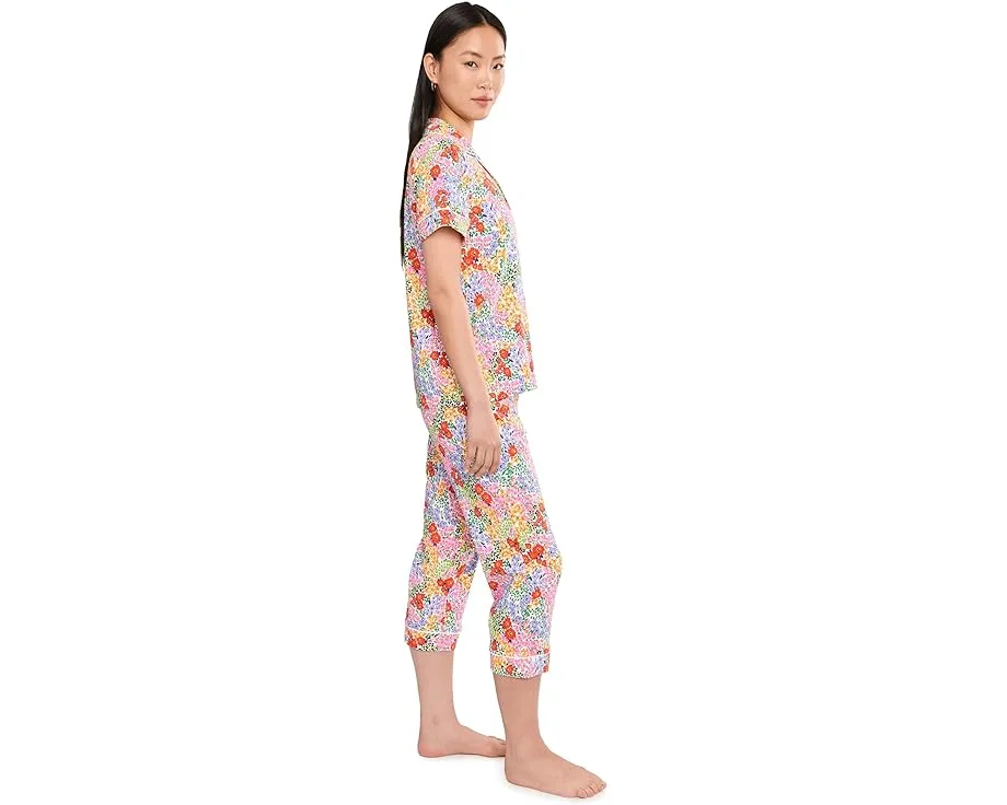 Petite Short Sleeve Cropped Cotton Knit Pajama Set