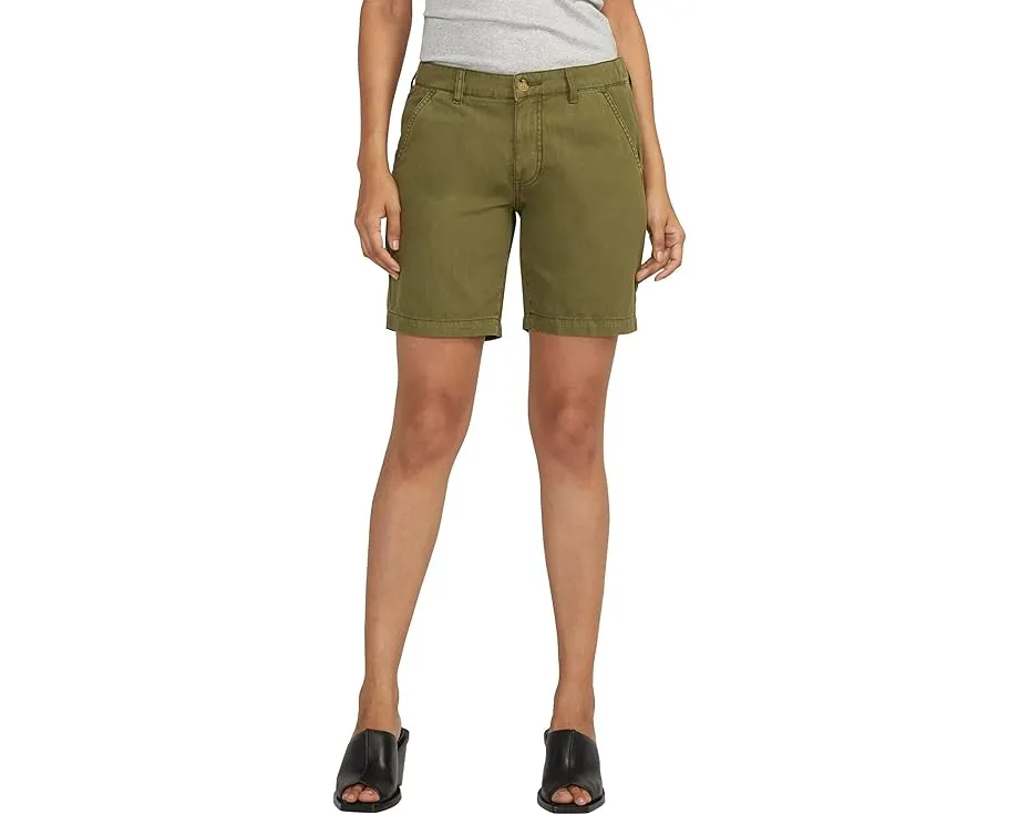 Укороченные брюки Jag Jeans Tailored Shorts из хлопка и льна с высокой посадкой