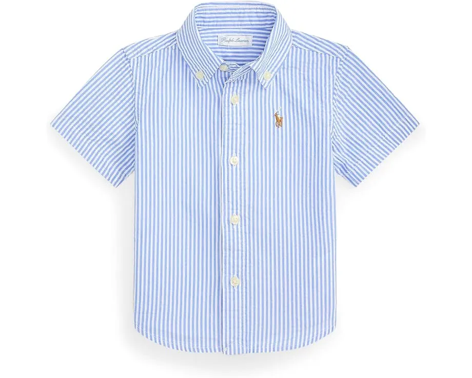 Полосатая рубашка из хлопкового пике для младенцев Polo Ralph Lauren Kids