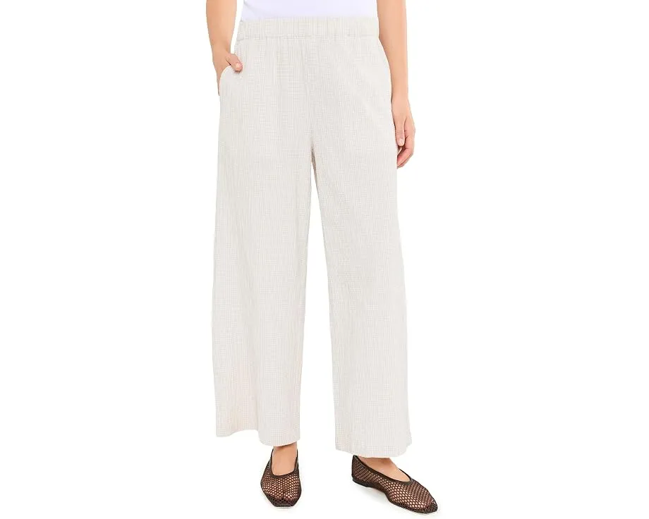 Eileen Fisher Органические хлопковые брюки Pucker Check Ankle Wide Pant Белые