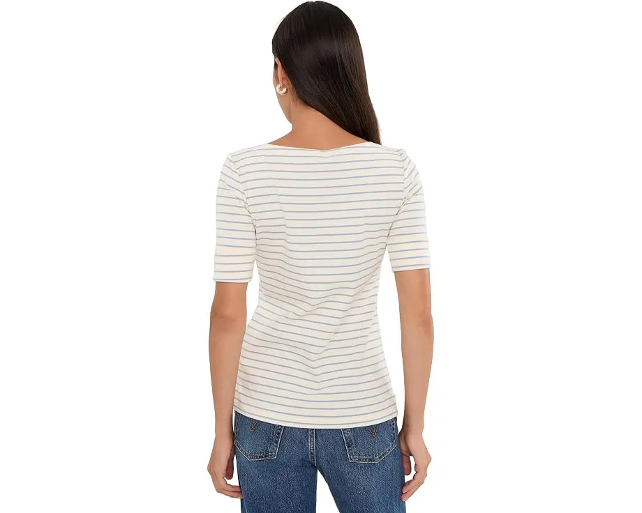 Футболка Petite Striped Stretch Cotton Boatneck Tee от Lauren Ralph Lauren