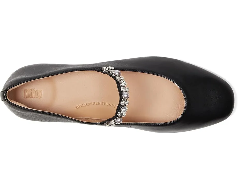 Балетки FitFlop Delicato Pearls-And-Crystal из мягкой кожи с кристаллами и жемчугом
