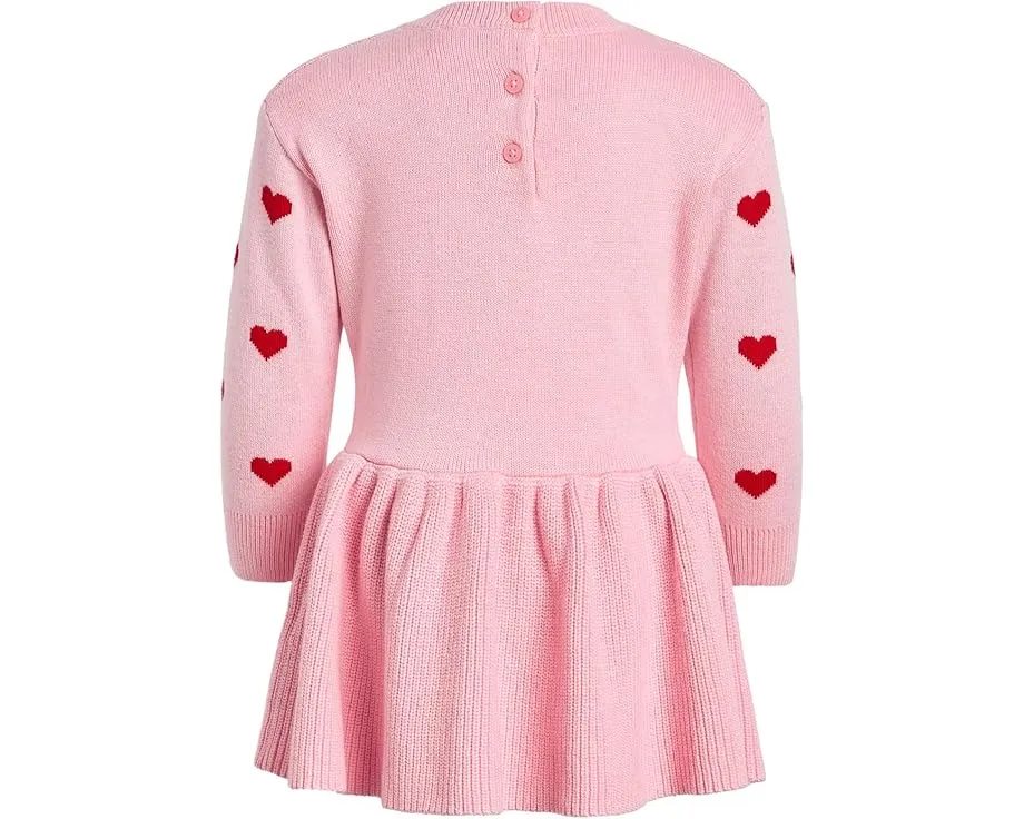 Janie and Jack платье-свитер для малышей с сердечками и длинными рукавами