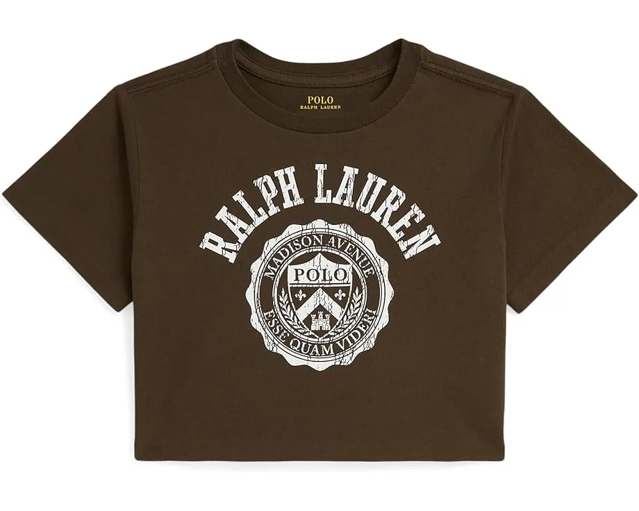 Детская боксовая футболка Polo Ralph Lauren Kids из хлопкового джерси с гербом