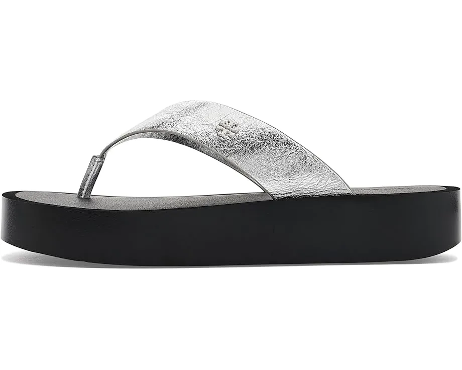Кожаные шлепанцы Leather Platform Flip Flop от Tory Burch на платформе