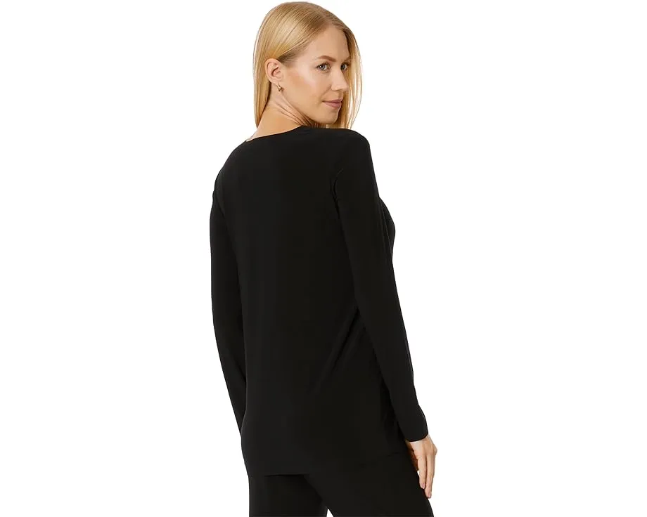 Топ Norma Kamali Long Sleeve Crew Top удлиненного кроя с сырым краем