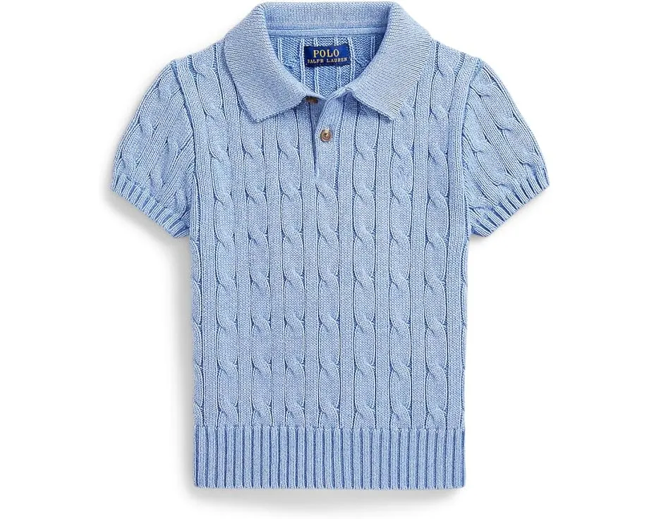 Детский свитер поло Polo Ralph Lauren Kids с жаккардовым узором и короткими рукавами