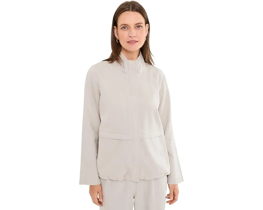 Белая куртка-бомбер Eileen Fisher на молнии из льна и органического хлопка