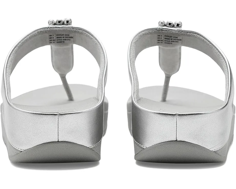 Сандалии FitFlop Fino с ремешком между пальцев и декором из жемчуга и кристаллов