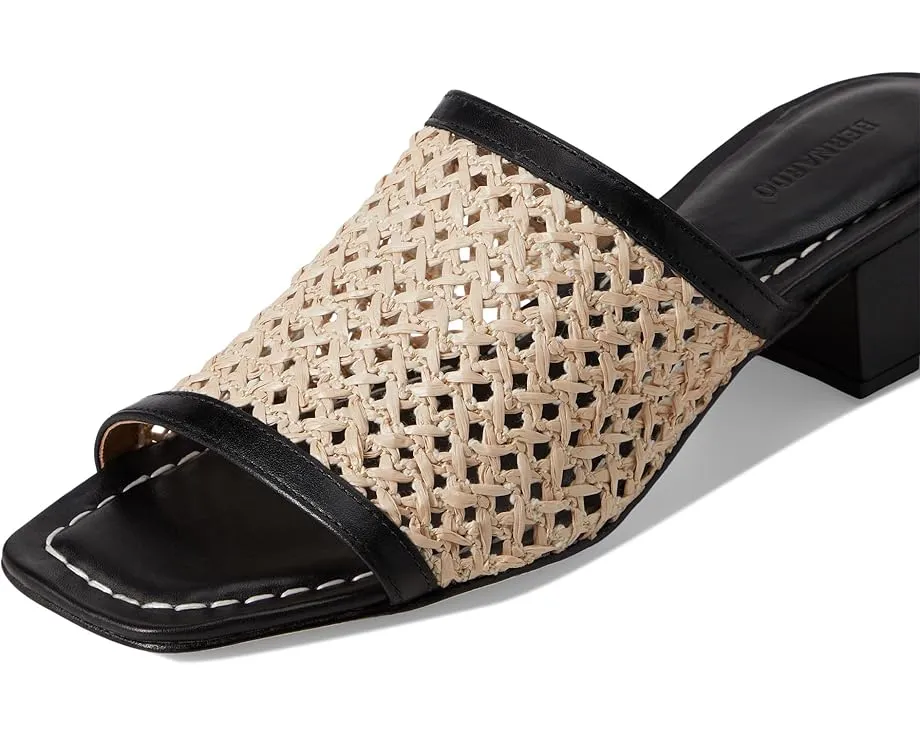 Босоножки Bernardo Jenne на каблуке с верхом из рафии и кожаной подкладкой