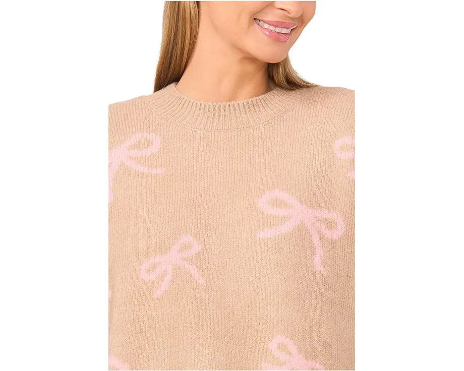 Свитер CeCe с круглым вырезом и жаккардовым узором в виде ленты