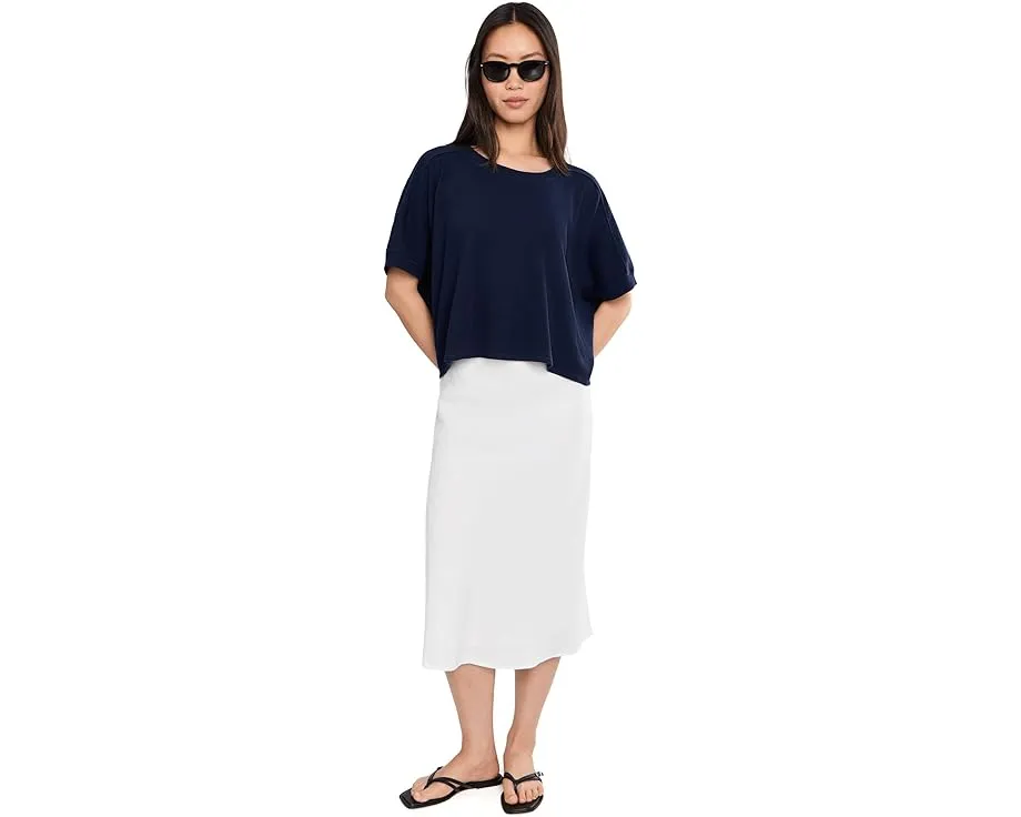 Dolman 1/2 Sleeve Open Crew Neck Boxy Top