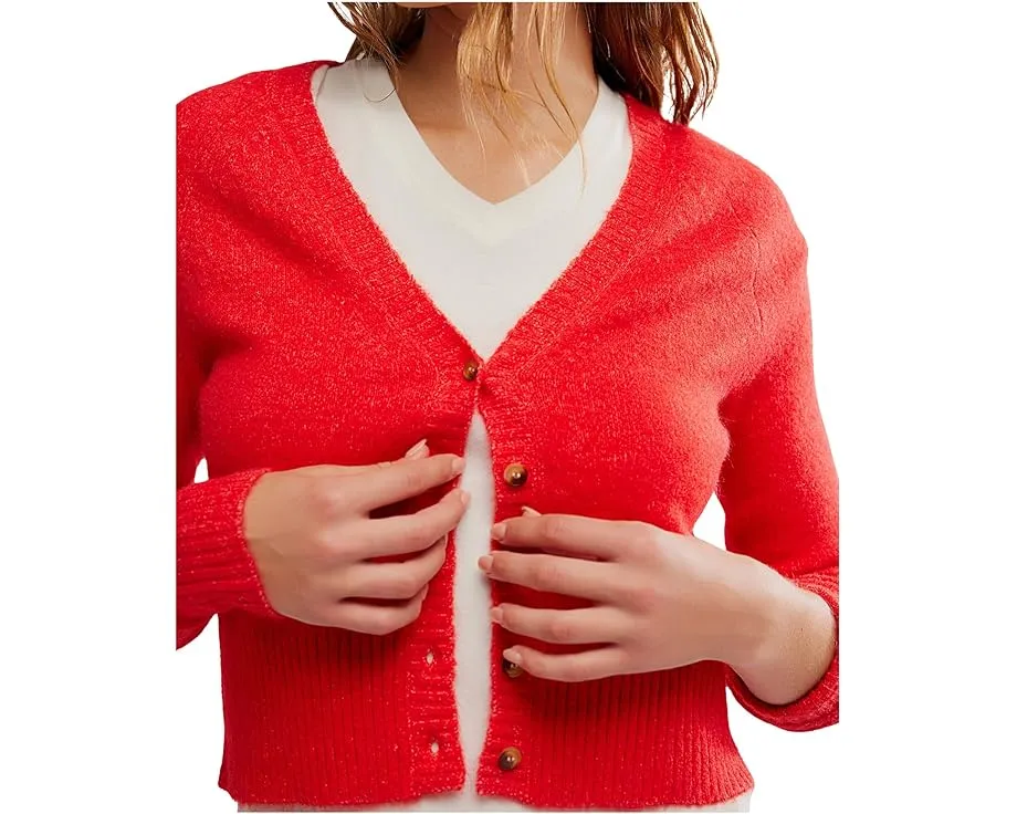 Кардиган Free People School Girl с V-образным вырезом и рельефной резинкой