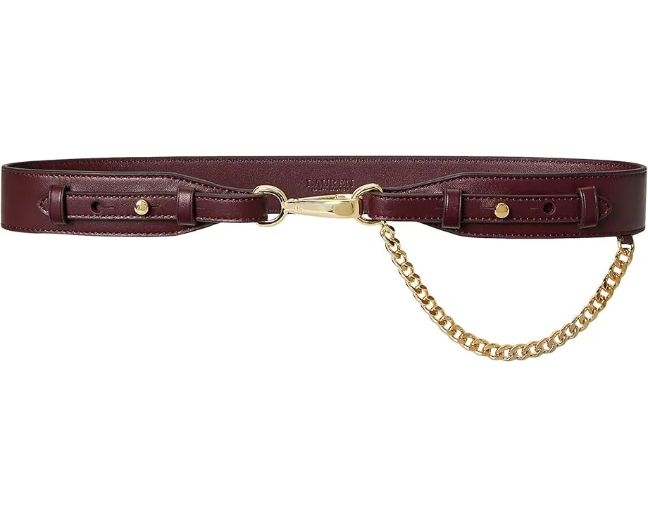 Кожаный ремень Lauren Ralph Lauren с цепочкой и застежкой-карабином