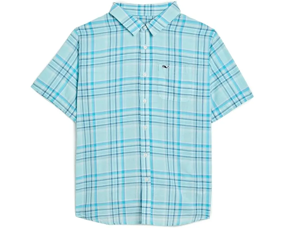 Детская рубашка Vineyard Vines Bungalow Plaid из хлопка с коротким рукавом
