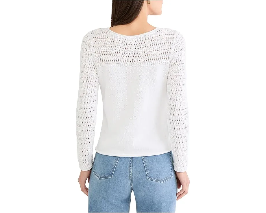 Свитер NIC+ZOE Petite с ажурными вставками и круглым вырезом