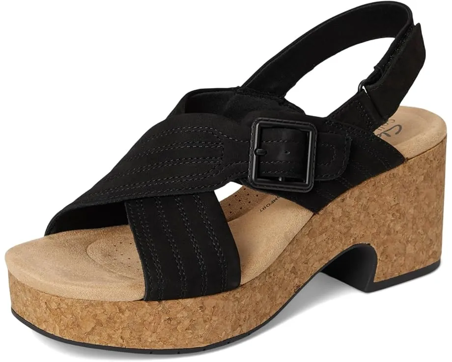 Сандалии Clarks Nerisa West на пробковом каблуке 75 мм с ручной строчкой