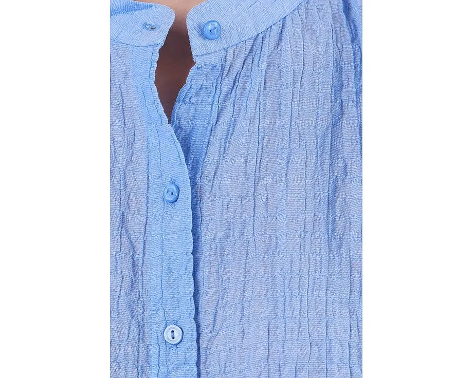 Рубашка Cotton Microstripe Eileen Fisher с воротником мандарин
