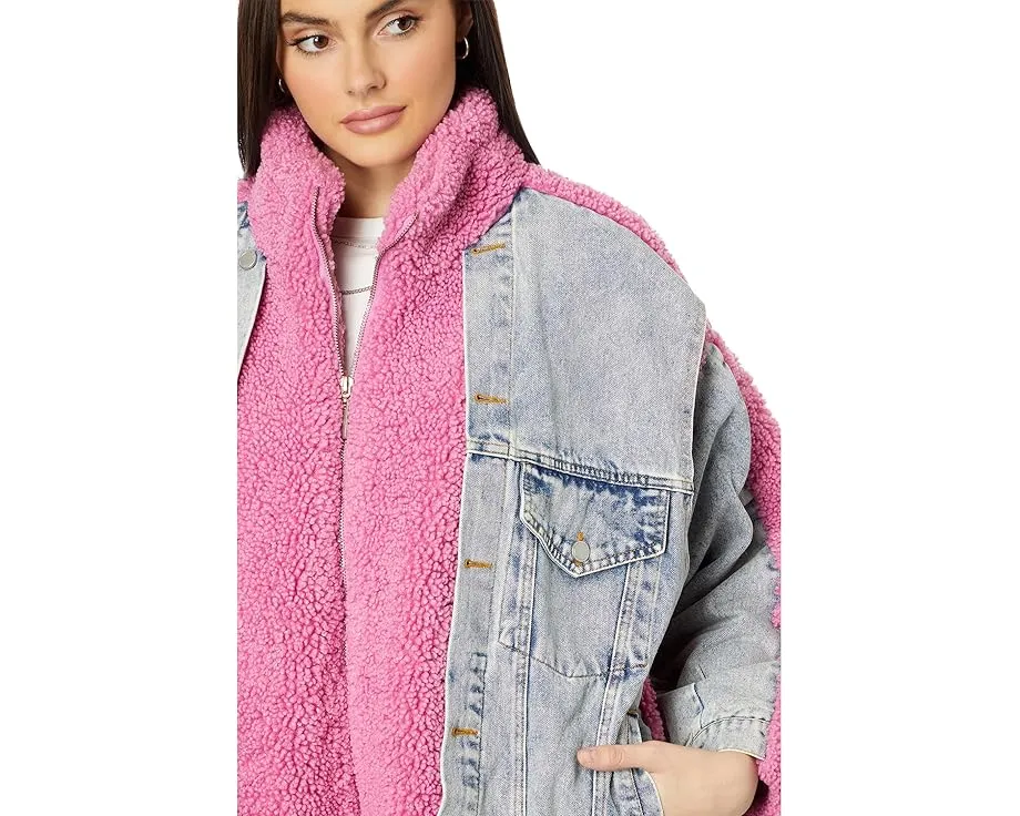 Джинсовая куртка Blank NYC Pink Sherpa с отделкой из искусственного меха