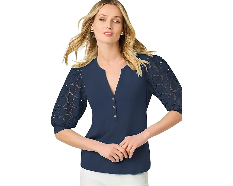 Топ Ronson с ажурными рукавами и пуговицами от Lilly Pulitzer