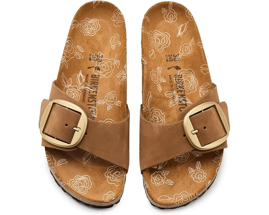 Birkenstock сандалии Madrid Big Buckle с цветочным принтом на стельке из нубука Mink