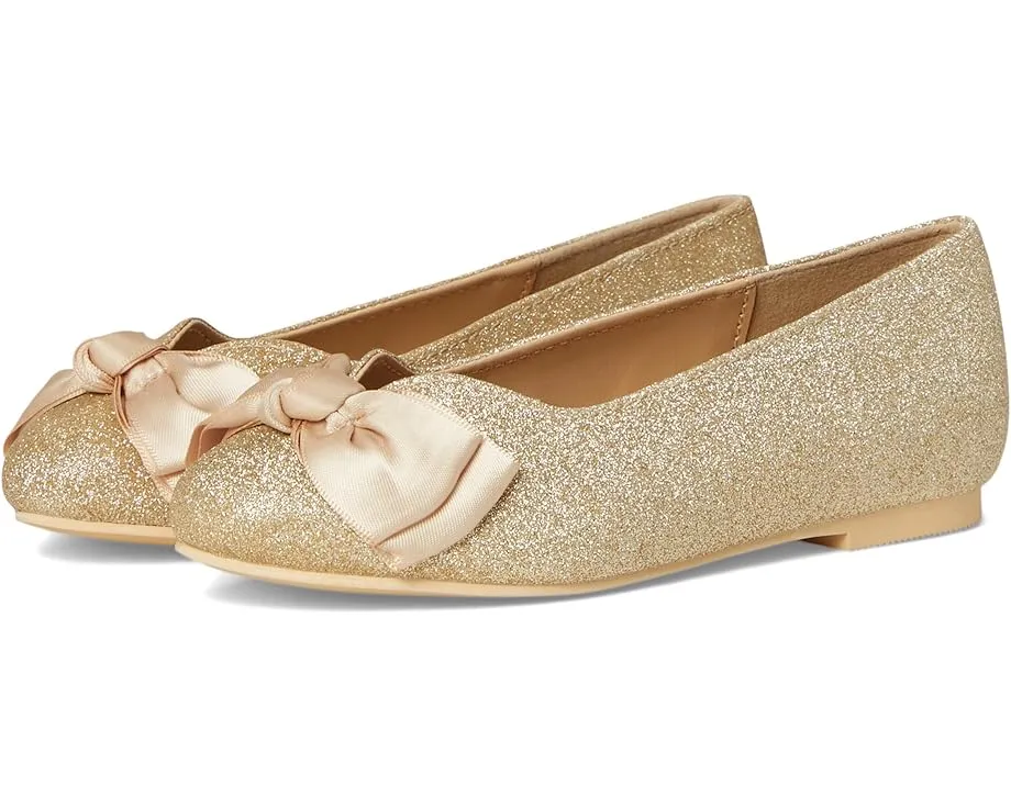 Золотистые балетки Janie and Jack с бантом и миндалевидным носком