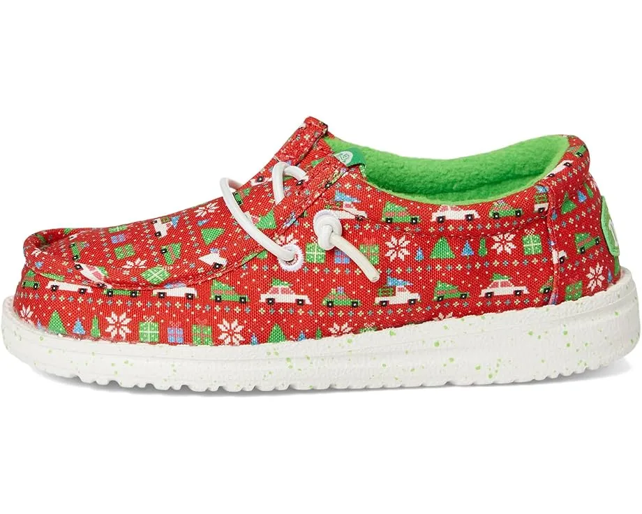 Кроссовки Wally Holiday Sweater от Hey Dude Kids с праздничным принтом и эластичными шнурками