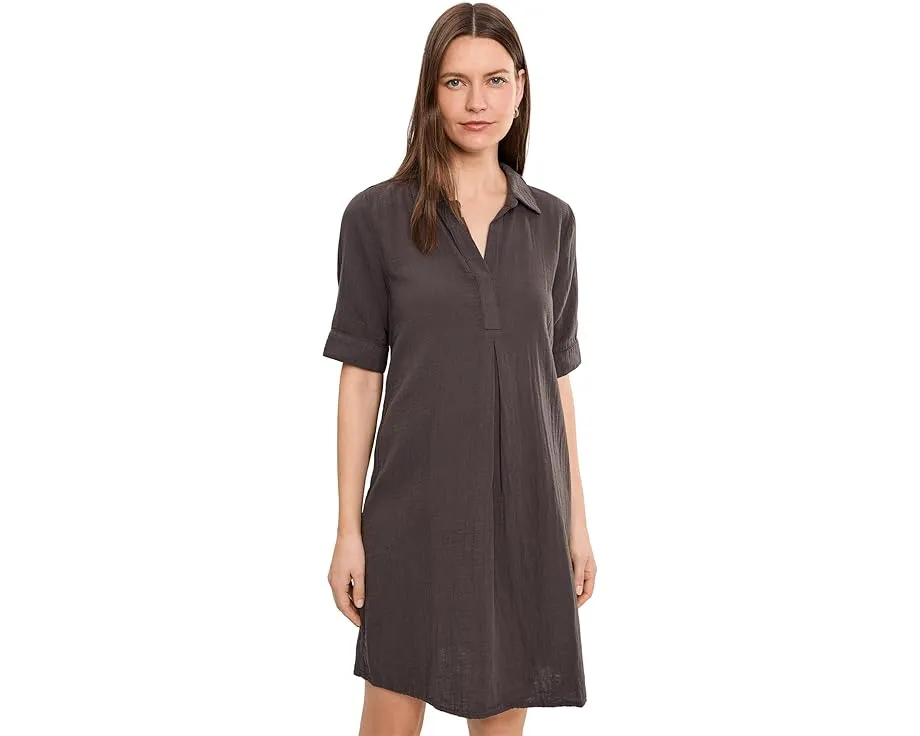 Gauze 1/2 Sleeve Swing Shirtdress