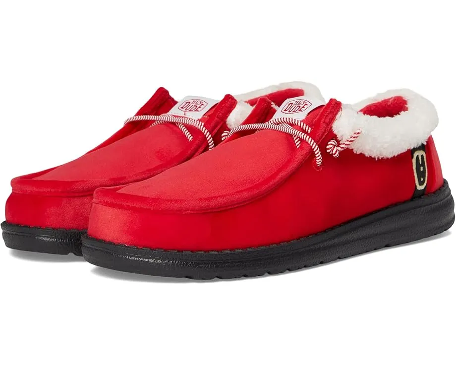 Лоферы Hey Dude Kids Wally Santa Claus для детей с эластичными шнурками и округлым носком