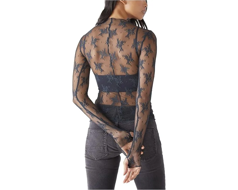 Топ Free People Lady Lux Layering с вышивкой и прозрачными рукавами