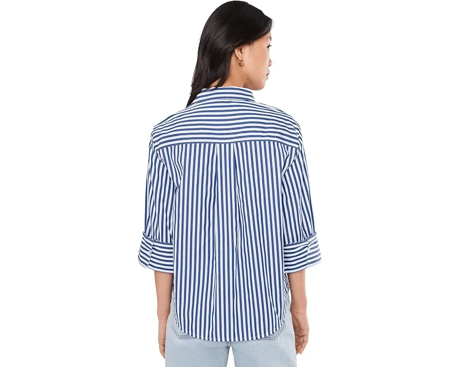 Блуза Madewell Signature Y Neck из поплина с воротником и длинными рукавами