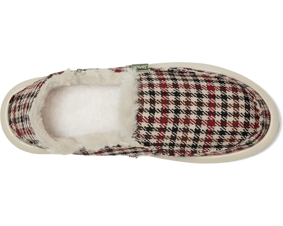Лоферы Sanuk Donna Plaid Chill с клетчатым верхом и подкладкой из искусственного меха