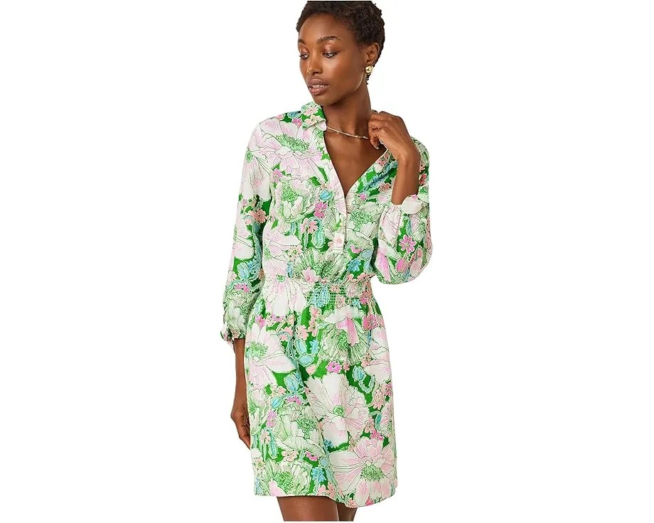 Lilly Pulitzer Платье-рубашка Abralynn из льна с присборенной талией