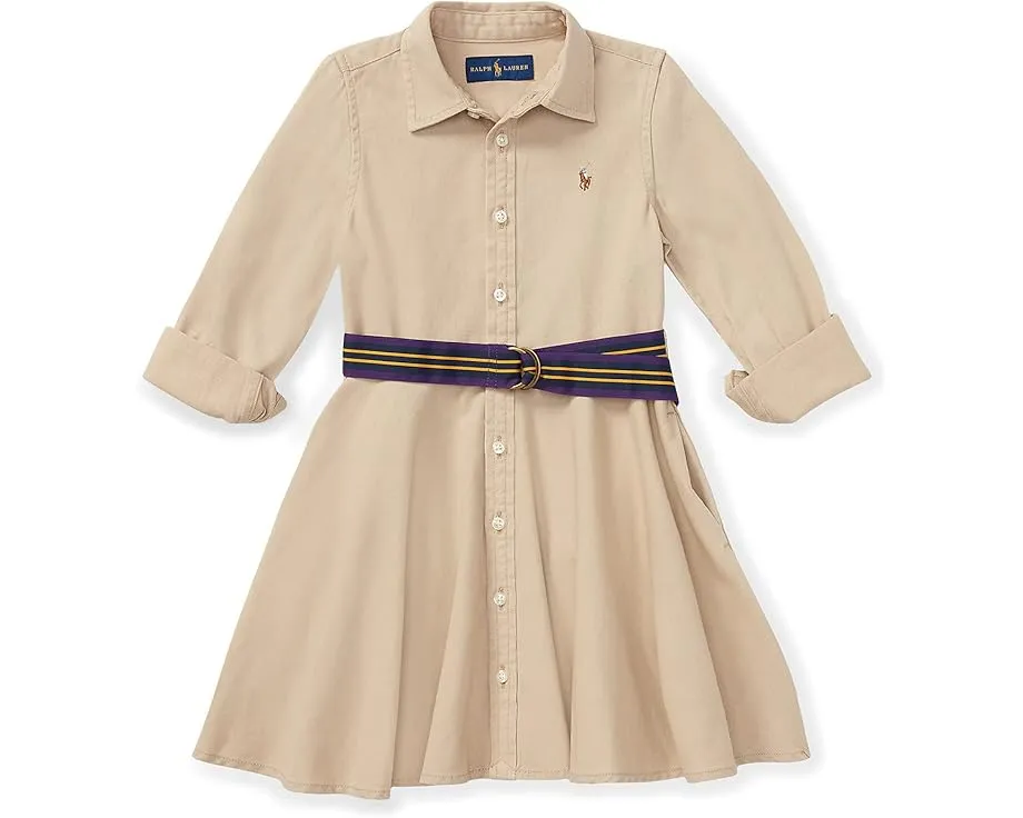 Платье-рубашка Polo Ralph Lauren из хлопка чинос с поясом для маленьких девочек