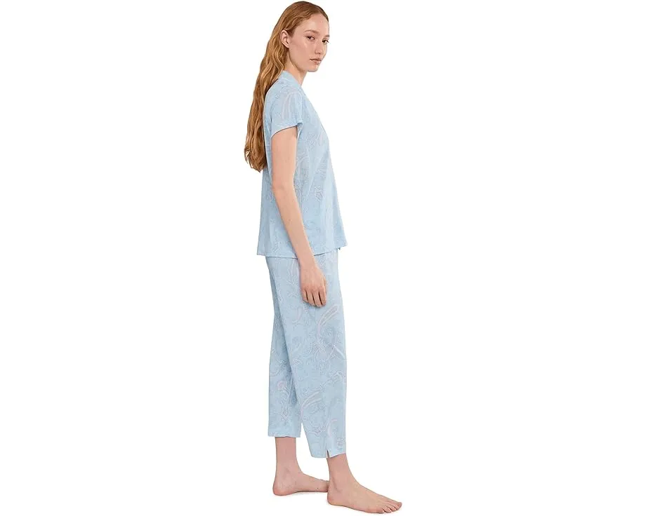 Пижамный комплект Lauren Ralph Lauren с длинным рукавом и брюками 7/8 из хлопкового полотна