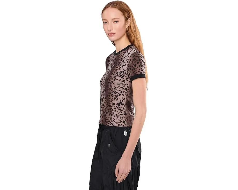 Приталенная футболка PUMA Essentials Graphics Leo Luxe с леопардовым принтом и стразами