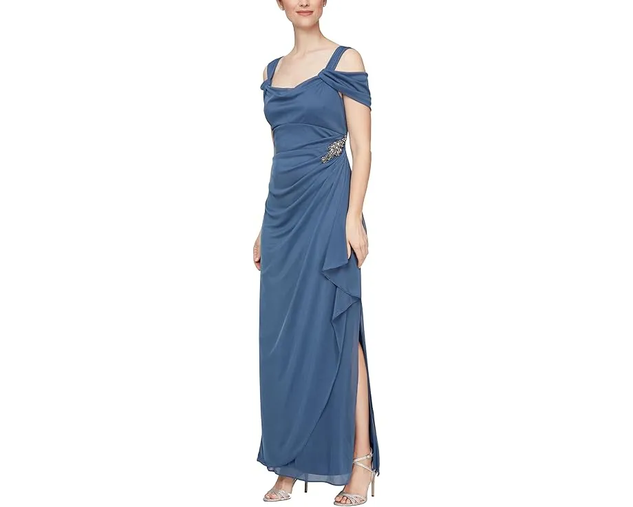 Длинное платье Alex Evenings с холодными плечами и капюшоном-кап