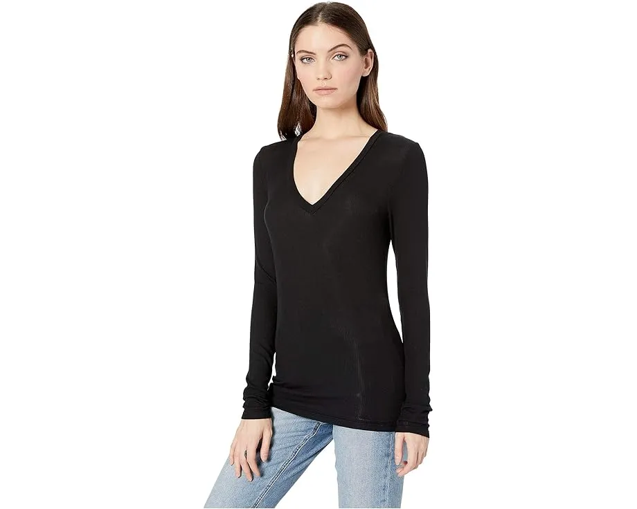 Длинный свитер Splendid Valley 2x1 Rib с V-образным вырезом из микромодала