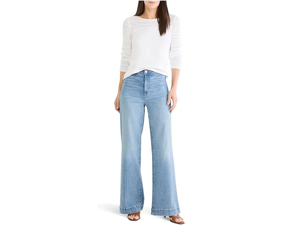 Свитер NIC+ZOE Petite с ажурными вставками и круглым вырезом