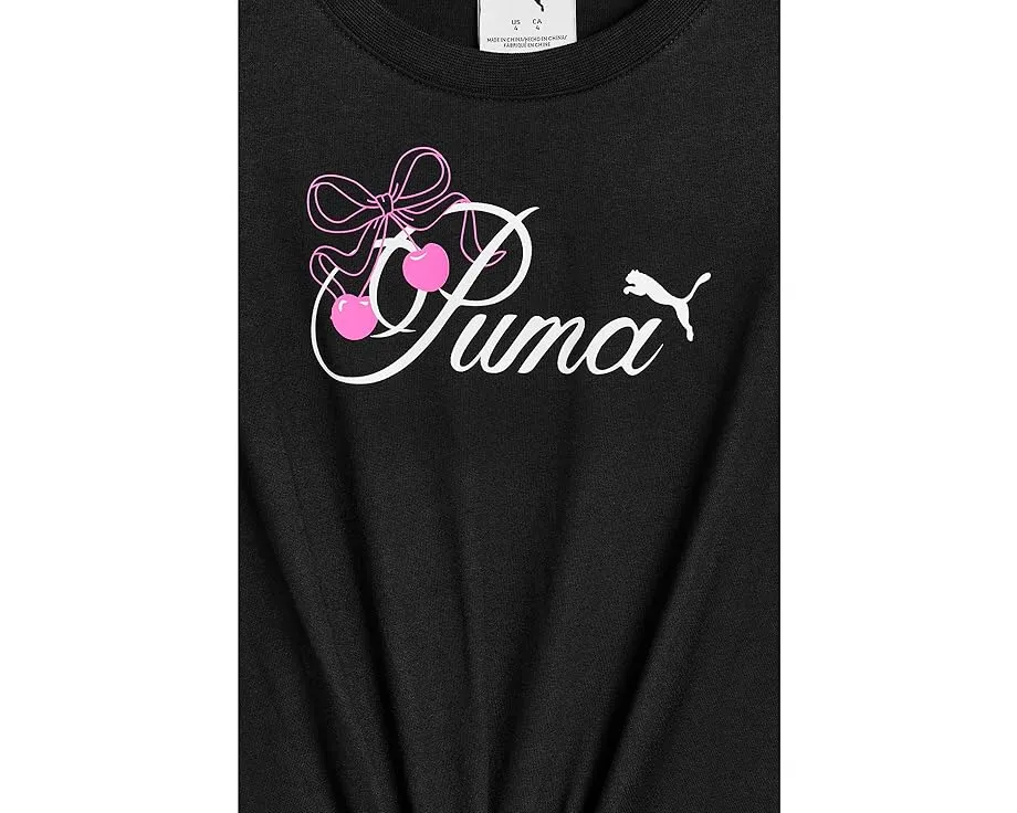 Детский комплект футболка и шорты из флиса Puma Black/Neon Pink
