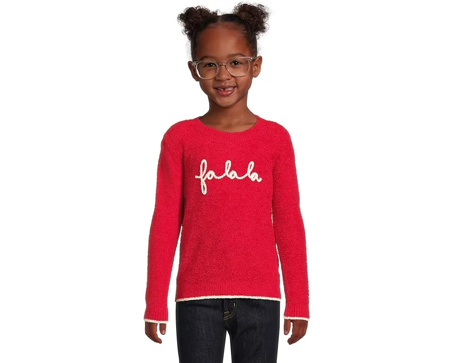 Детский свитер Barefoot Dreams CozyChic Lite Fa La La с праздничной вышивкой