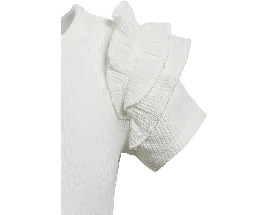 Блузка для девочки Janie and Jack с короткими рукавами в рубчик и рюшами