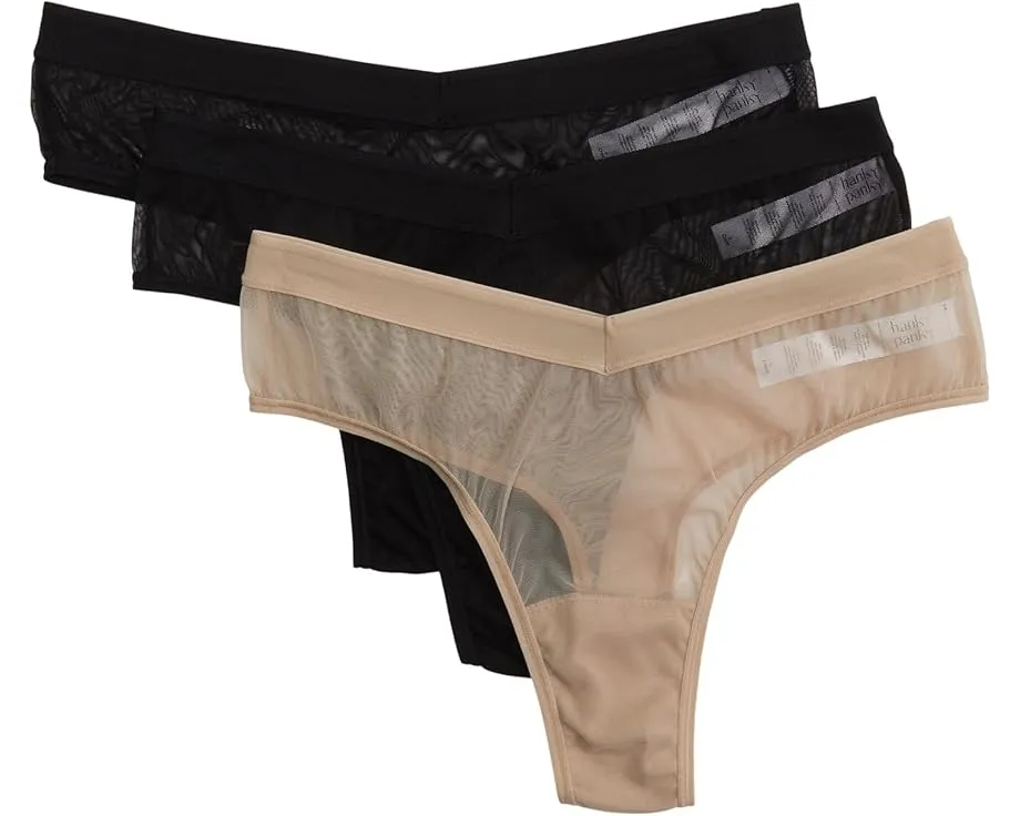 Набор из 3 стрингов Hanky Panky Mesh High Cut из сетки с хлопковой ластовицей