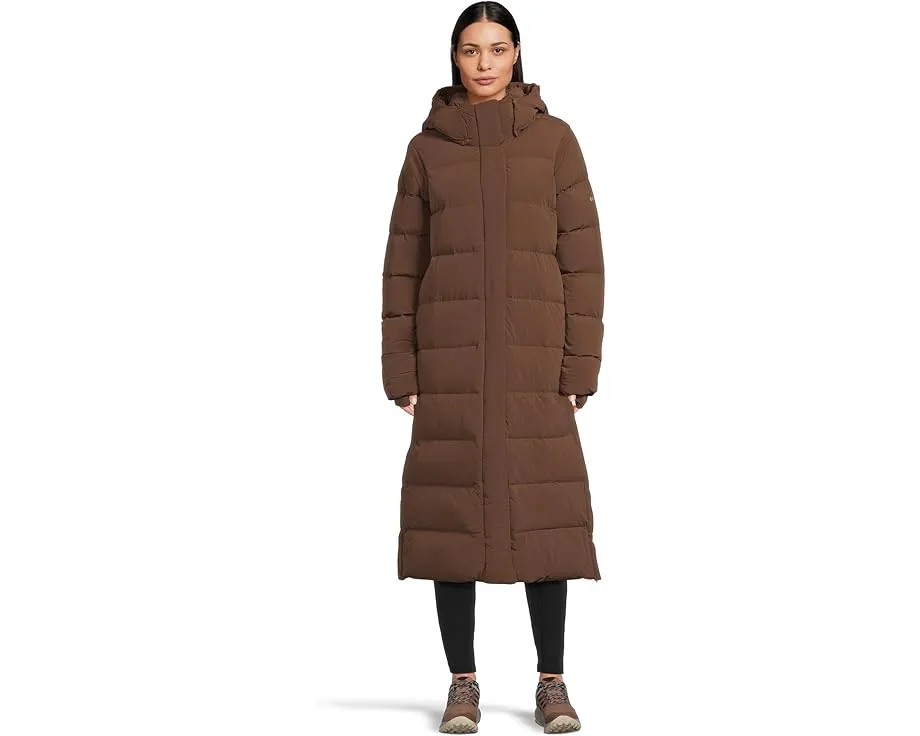 Длинная куртка Columbia Amaze Puff с капюшоном на пухе 650 и съемными лямками для переноски