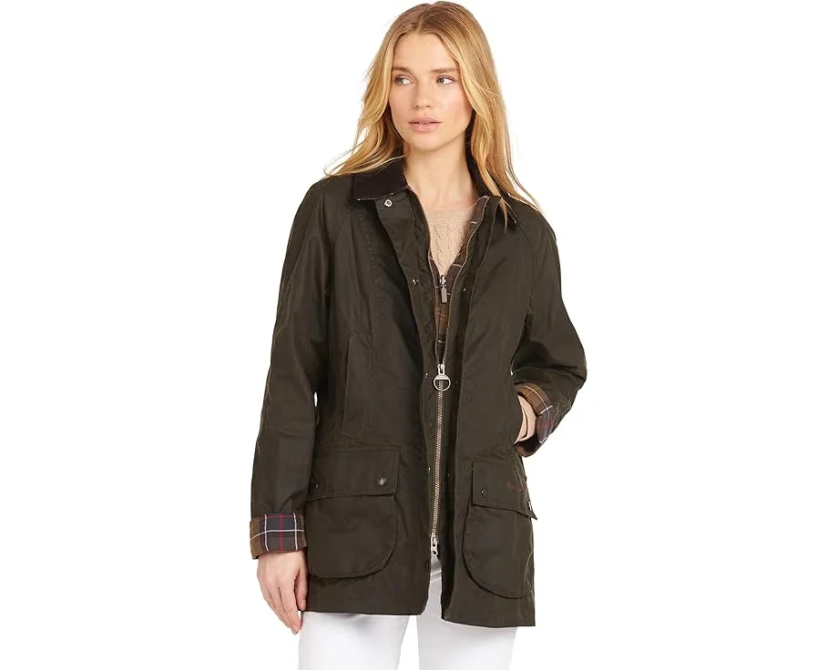 Barbour Classic Beadnell вощеная куртка из хлопка с клетчатой подкладкой