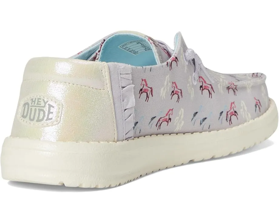 Детские слипоны Hey Dude Kids Wendy Unicorn Sparkle с текстильным верхом и блестками