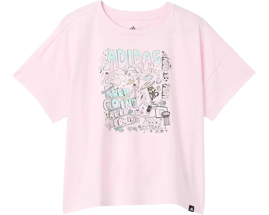 Футболка adidas Kids Drop Shoulder с графическим принтом и свободным кроем