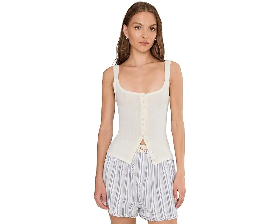 Топ Free People End Game Pointelle с вырезом сердечком и застежкой на пуговицах