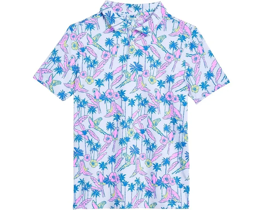 The Flock Party White Performance Polo (Big Kid)
